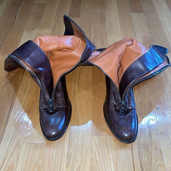 Reed Krakoff Tall Dark Brown Leather Women’s Sz 7/EU 37 Front Zip Knee High Boot - Picture 11 of 11